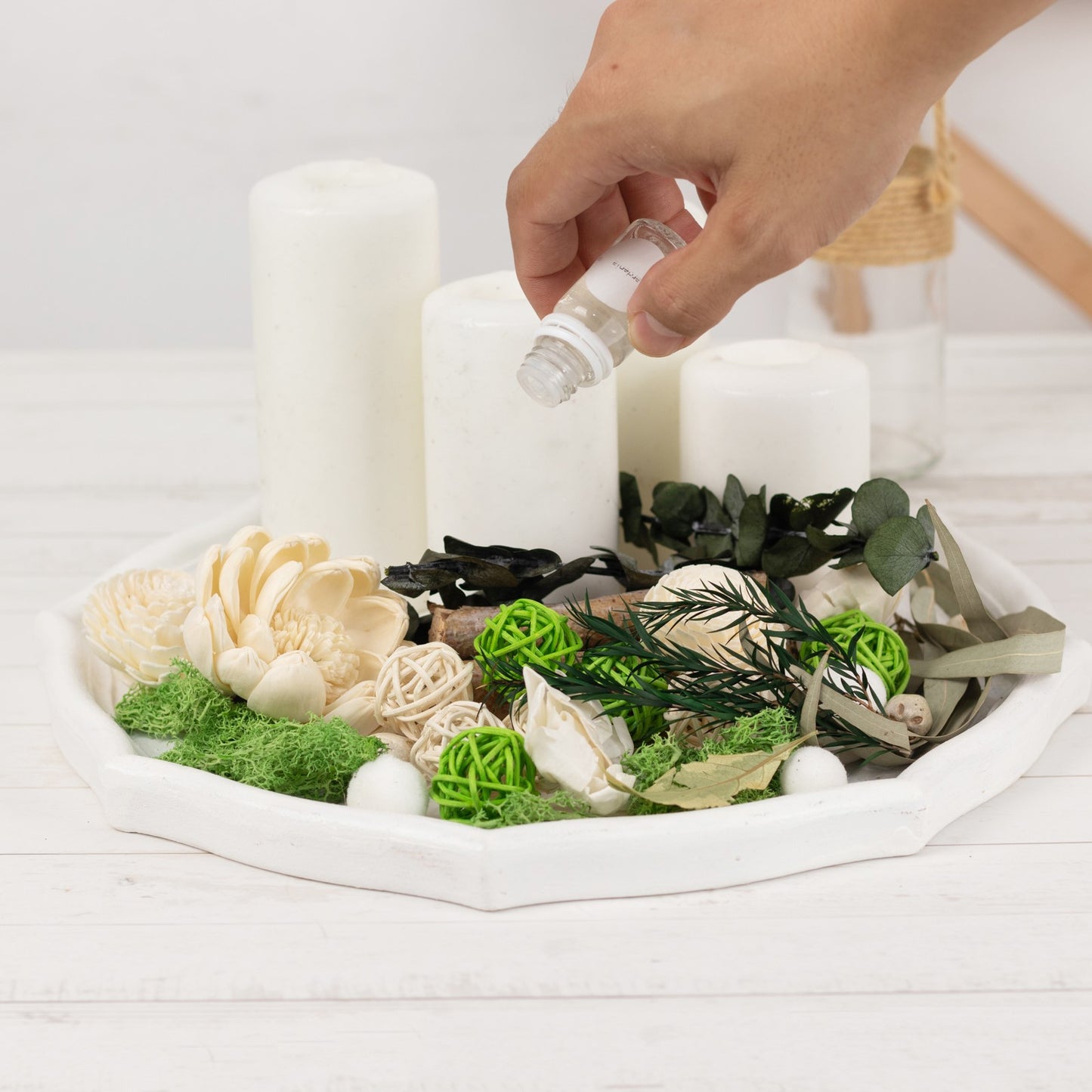 Natural dried assorted potpourri bowl with vanilla fragrance oil.