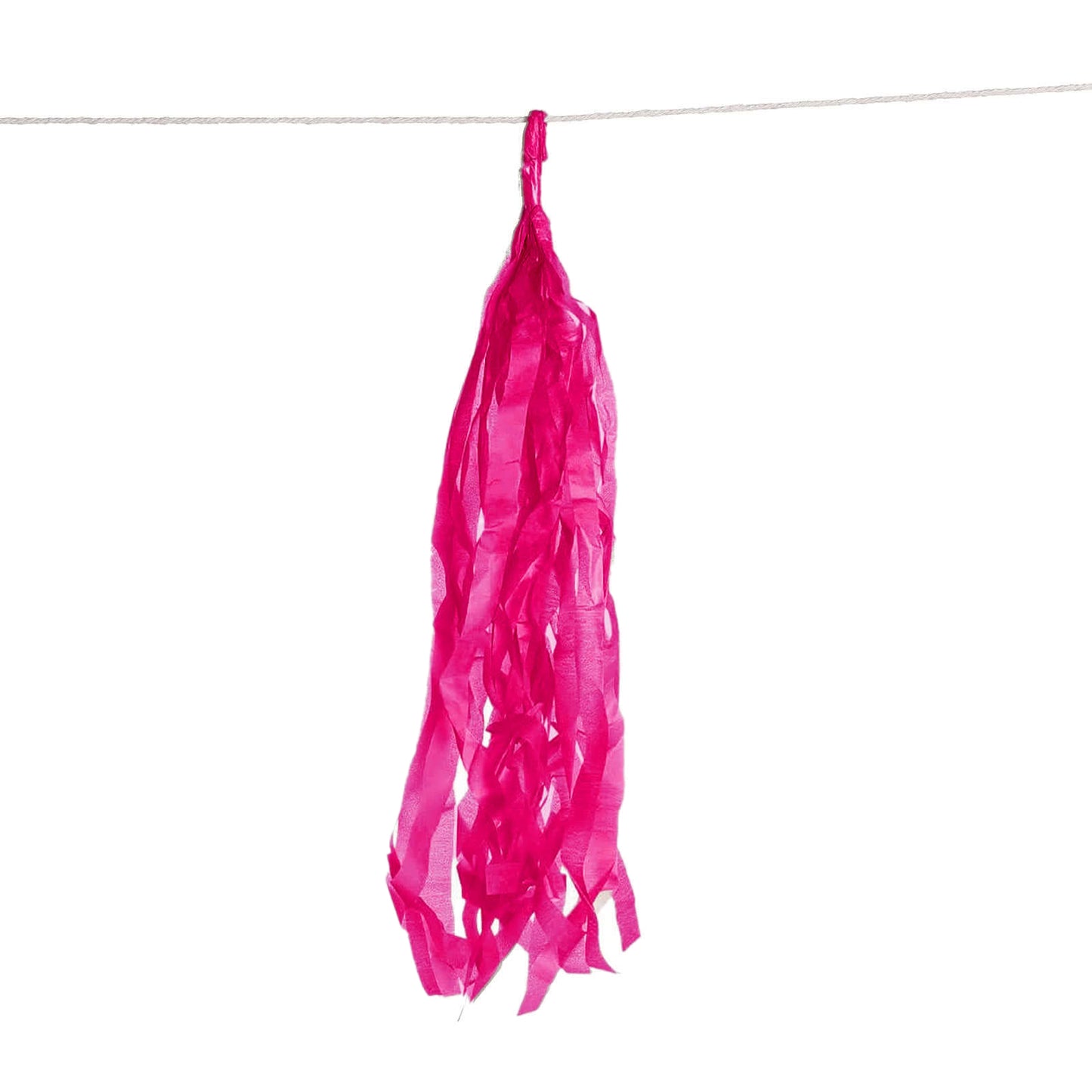 10 Pack Pink Tissue Paper Tassel Garland – Pre-Tied 12" Hanging Fringe Streamers with 10ft String for Party & Backdrop Décor