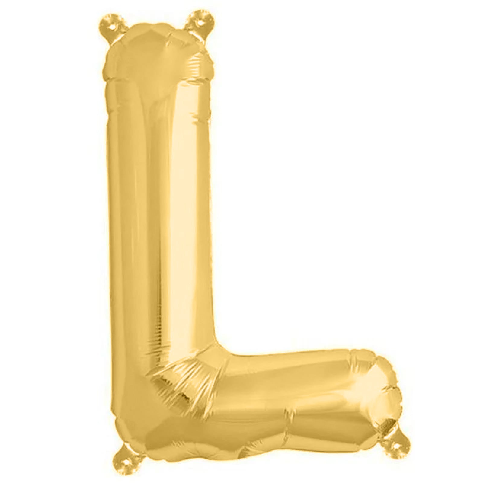 Matte gold letter balloon "L" in 13-inch size.