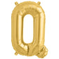 13" Matte Gold Letter Balloon, Mylar Foil Balloon in shiny gold.