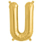 Matte gold letter balloon in the shape of a U.