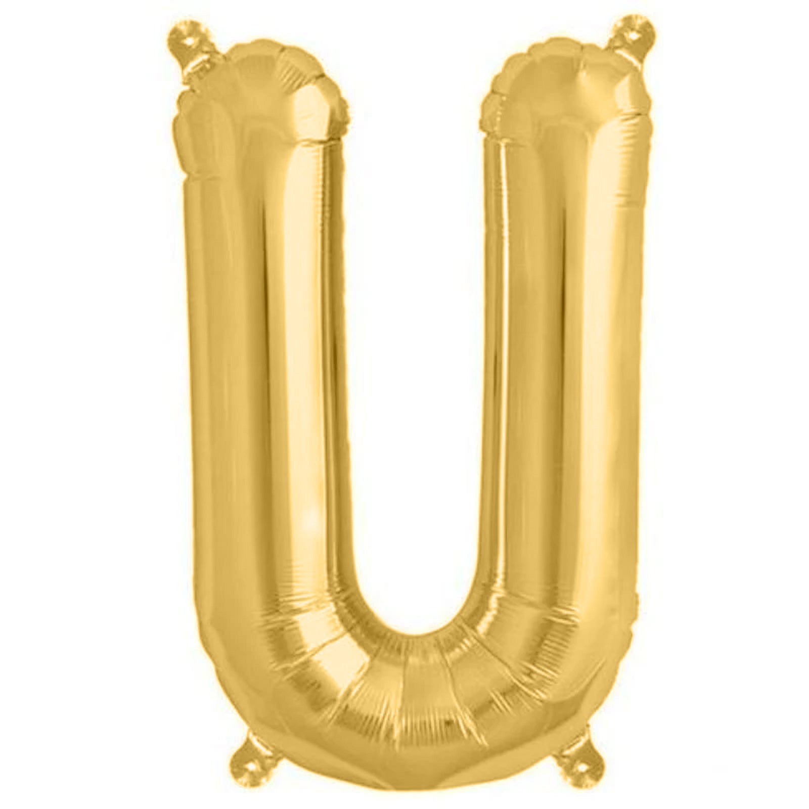 Matte gold letter balloon in the shape of a U.