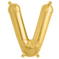 Matte gold letter balloon 'V' in 13-inch size.