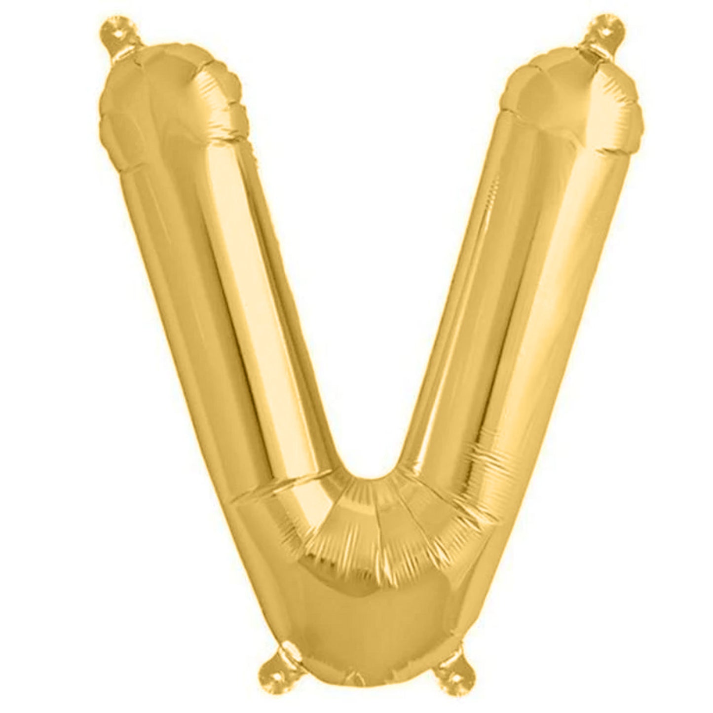 Matte gold letter balloon 'V' in 13-inch size.