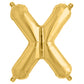 Matte gold letter balloon "X" for celebrations and decorations.