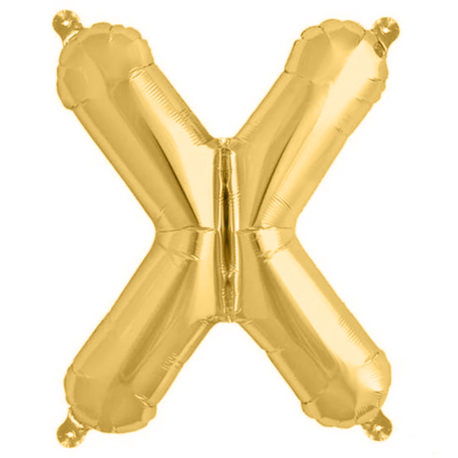 Matte gold letter balloon "X" for celebrations and decorations.