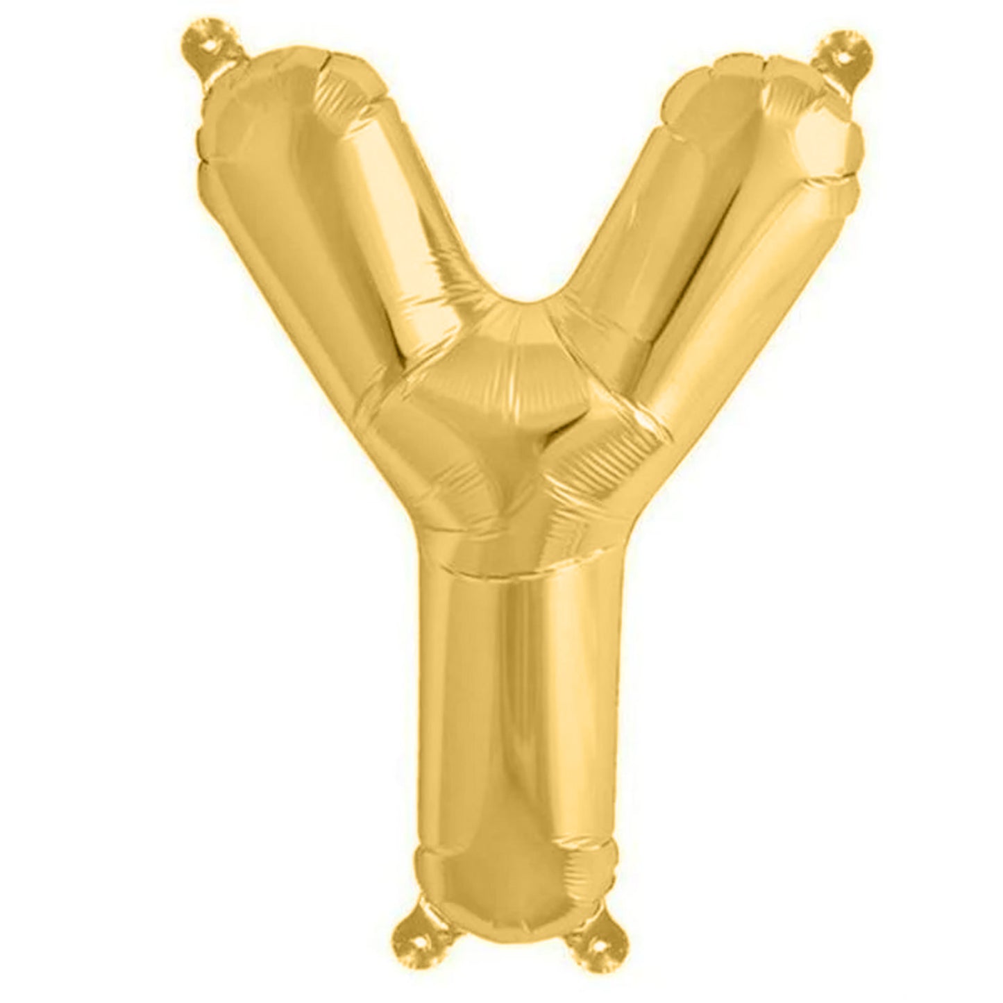 Matte gold letter balloon "Y" in 13-inch size.