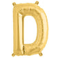Matte gold letter balloon "D" in 13-inch size.