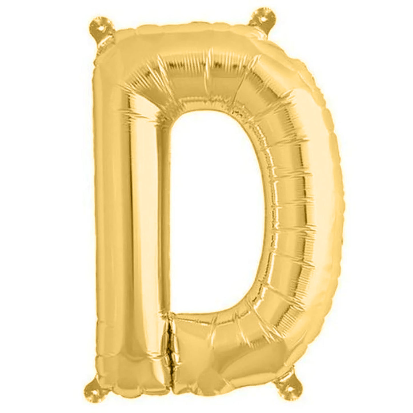 Matte gold letter balloon "D" in 13-inch size.