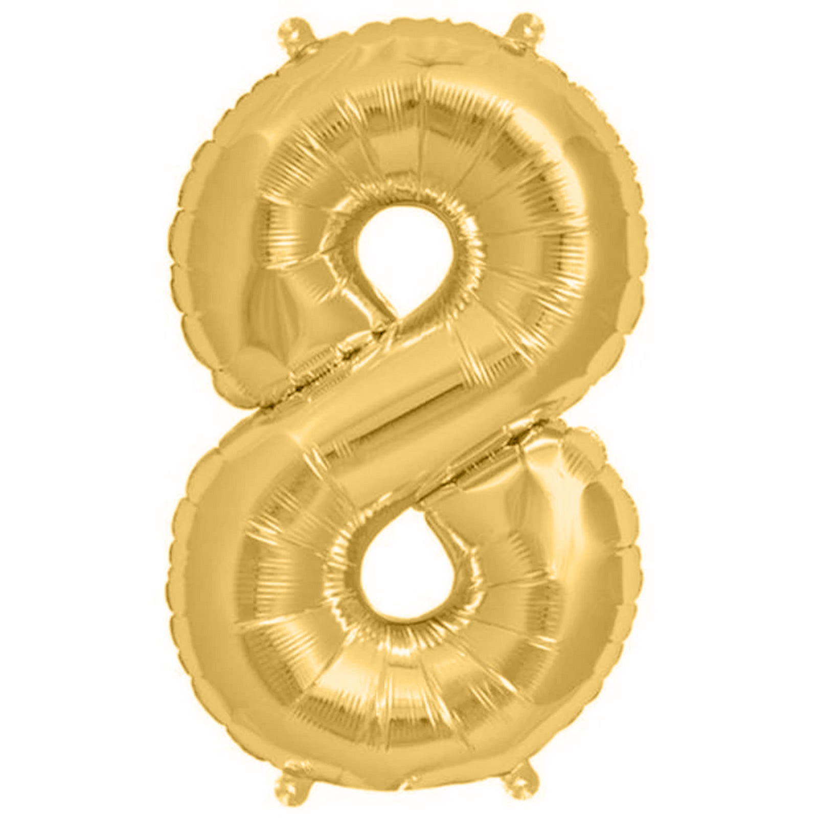 Matte gold number 8 mylar foil balloon, 13 inches.