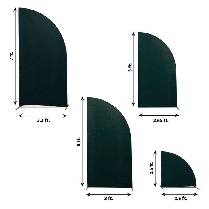 Set of 4 | Matte Hunter Emerald Green Spandex Half Moon Chiara Backdrop Stand Covers, Custom Fitted Wedding Arch Covers - 2.5ft,5ft,6ft,7ft