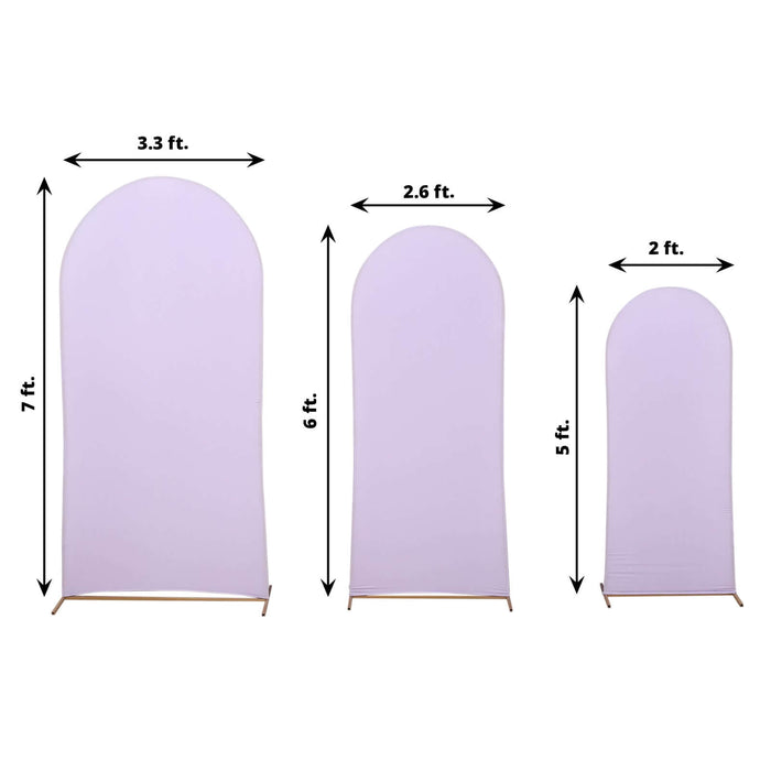 Set of 3 | Matte Lavender Lilac Spandex Fitted Wedding Arch Covers For Round Top Chiara Backdrop Stands - 5ft, 6ft, 7ft