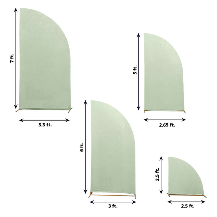 Set of 4 | Matte Sage Green Spandex Half Moon Chiara Backdrop Stand Covers, Custom Fitted Wedding Arch Covers - 2.5ft,5ft,6ft,7ft