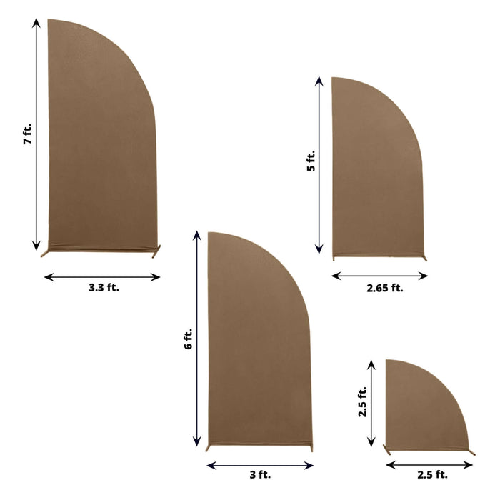 Set of 4 | Matte Taupe Spandex Half Moon Chiara Backdrop Stand Covers, Custom Fitted Wedding Arch Covers - 2.5ft,5ft,6ft,7ft