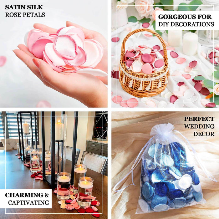 400 Pack Matte Blush Ivory Mix Silk Rose Petals, Artificial Flower Petal Round Table Confetti