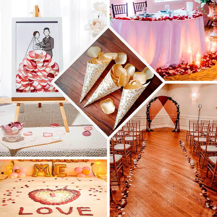 400 Pack | Matte Dusty Rose Silk Rose Petals, Artificial Flower Petal Round Table Confetti