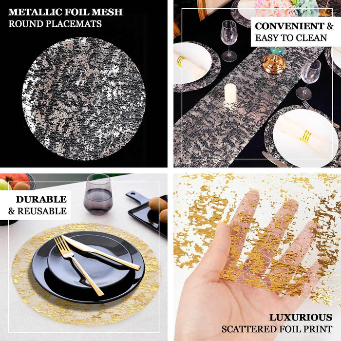 13" metallic silver foil mesh disposable table placemats, pack of 10.