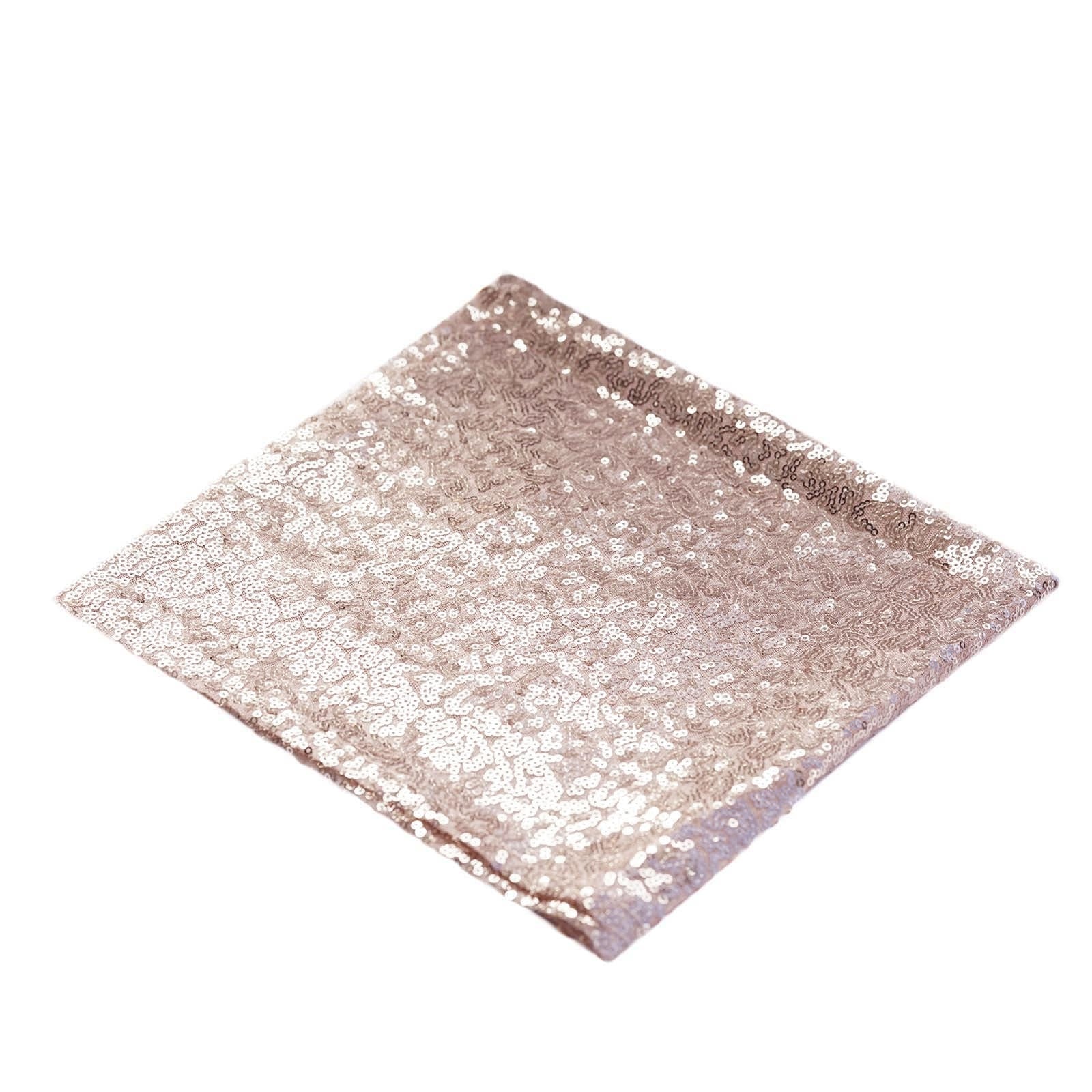 Premium Sequin 20 Inch x 20 Inch Blush Rose Gold Cloth Dinner Napkin Reusable 