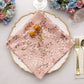 Sparkly Rose Gold Leaf Vine Embroidered Sequin Tulle Cloth Dinner Napkins, Sheer Decorative Napkins