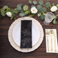 Sparkly Black Leaf Vine Embroidered Sequin Tulle Cloth Dinner Napkins, Sheer Decorative Napkins