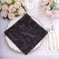 Sparkly Black Leaf Vine Embroidered Sequin Tulle Cloth Dinner Napkins, Sheer Decorative Napkins