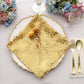 Sparkly Gold Leaf Vine Embroidered Sequin Tulle Cloth Dinner Napkins, Sheer Decorative Napkins
