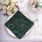 Sparkly Hunter Emerald Green Leaf Vine Embroidered Sequin Tulle Cloth Dinner Napkins, Sheer Decorative Napkins