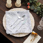 Sparkly Silver Leaf Vine Embroidered Sequin Tulle Cloth Dinner Napkins, Sheer Decorative Napkins