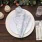 Sparkly Silver Leaf Vine Embroidered Sequin Tulle Cloth Dinner Napkins, Sheer Decorative Napkins