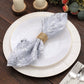 Sparkly Silver Leaf Vine Embroidered Sequin Tulle Cloth Dinner Napkins, Sheer Decorative Napkins