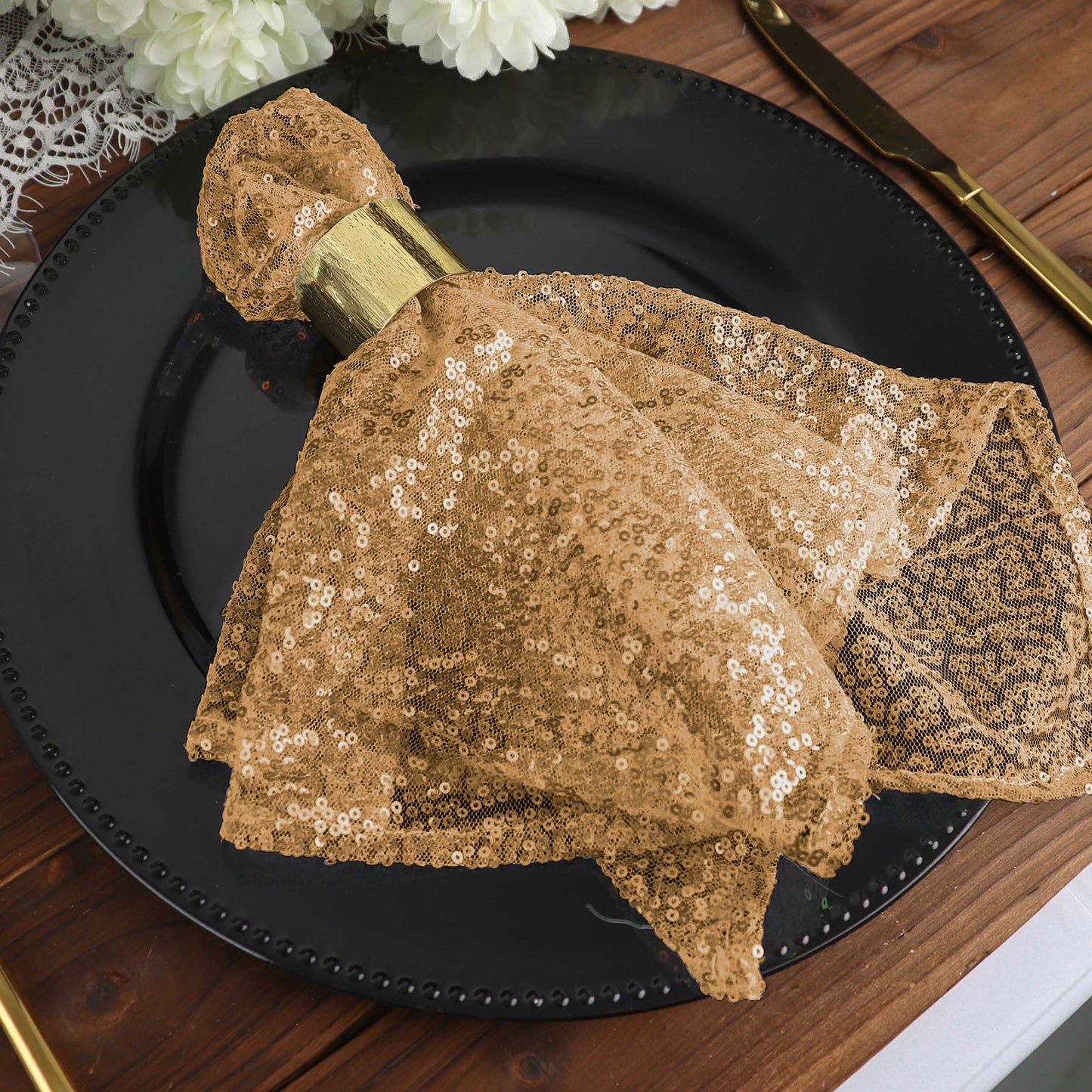 Gold Premium Sequin Cloth Table Napkin 20 Inch x 20 Inch