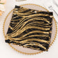 Black Gold Wave Embroidered Sequin Mesh Dinner Napkin, Reusable Decorative Napkin - 20"x20"