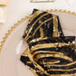 Black Gold Wave Embroidered Sequin Mesh Dinner Napkin, Reusable Decorative Napkin - 20"x20"