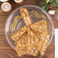 Gold Wave Embroidered Sequin Mesh Dinner Napkin, Reusable Decorative Napkin - 20"x20"