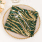 Hunter Emerald Green Gold Wave Embroidered Sequin Mesh Dinner Napkin, Reusable Decorative Napkin - 20"x20"