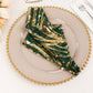 Hunter Emerald Green Gold Wave Embroidered Sequin Mesh Dinner Napkin, Reusable Decorative Napkin - 20"x20"