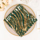 Hunter Emerald Green Gold Wave Embroidered Sequin Mesh Dinner Napkin, Reusable Decorative Napkin - 20"x20"