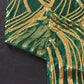 Hunter Emerald Green Gold Wave Embroidered Sequin Mesh Dinner Napkin, Reusable Decorative Napkin - 20"x20"