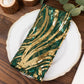 Hunter Emerald Green Gold Wave Embroidered Sequin Mesh Dinner Napkin, Reusable Decorative Napkin - 20"x20"