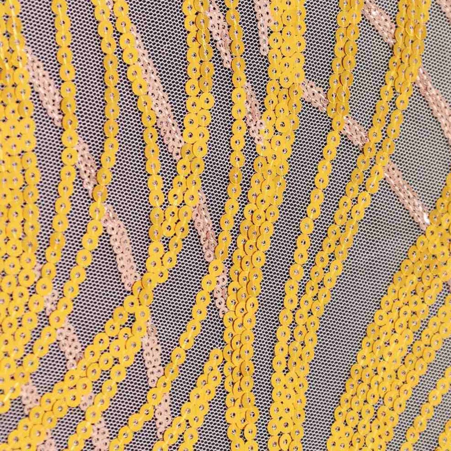 Rose Gold Wave Embroidered Sequin Mesh Dinner Napkin, Reusable Decorative Napkin - 20"x20"