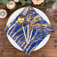 Royal Blue Gold Wave Embroidered Sequin Mesh Dinner Napkin, Reusable Decorative Napkin - 20"x20"