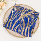 Royal Blue Gold Wave Embroidered Sequin Mesh Dinner Napkin, Reusable Decorative Napkin - 20"x20"