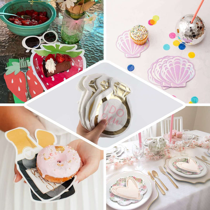 Rose gold heart-shaped cocktail napkins for parties and beverages.