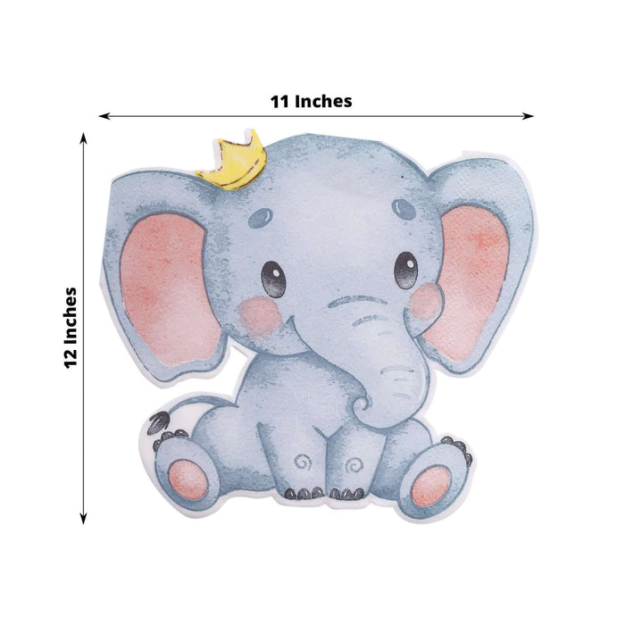 20 Pack Elephant Shaped Birthday Party Paper Cocktail Napkins, Disposable Baby Shower Beverage Napkins