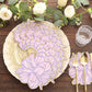 20 Pack Purple Peony Flower Shaped Paper Cocktail Napkins with Gold Edges, Disposable Party Beverage Napkins