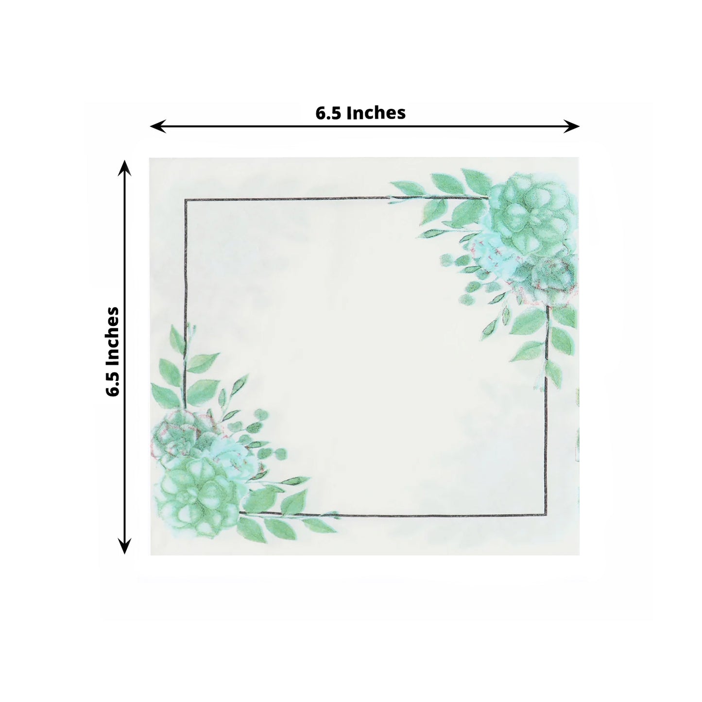 20 Pack | White And Green Floral Design Dinner Paper Napkins, 2 Ply Beverage Napkins, Disposable Party Supplies - 13"x13"