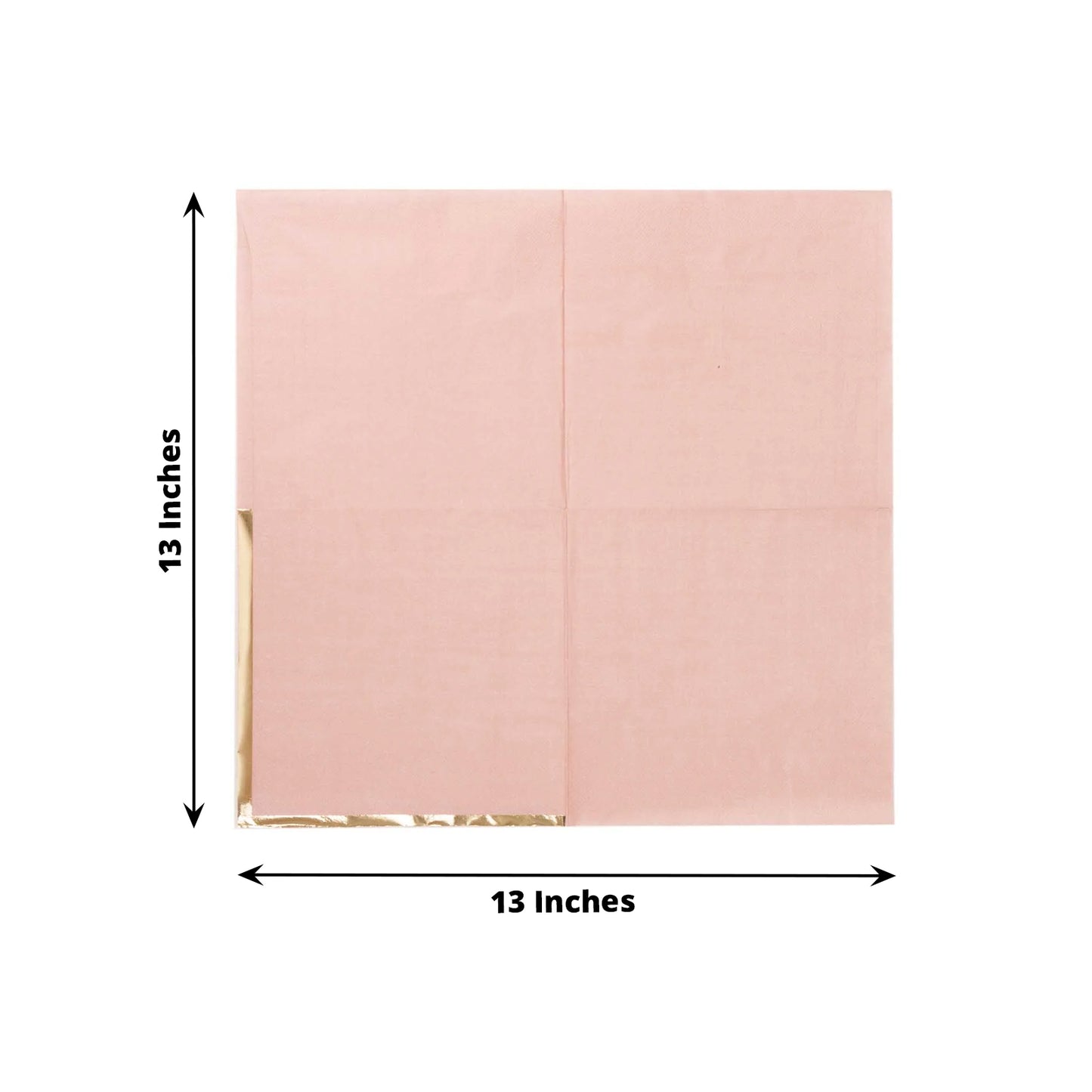 50 Pack Dusty Rose Soft 2 Ply Disposable Cocktail Napkins with Gold Foil Edge, Paper Beverage Napkins - 6.5"x6.5"