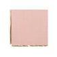 50 Pack Dusty Rose Soft 2 Ply Disposable Cocktail Napkins with Gold Foil Edge, Paper Beverage Napkins - 6.5"x6.5"