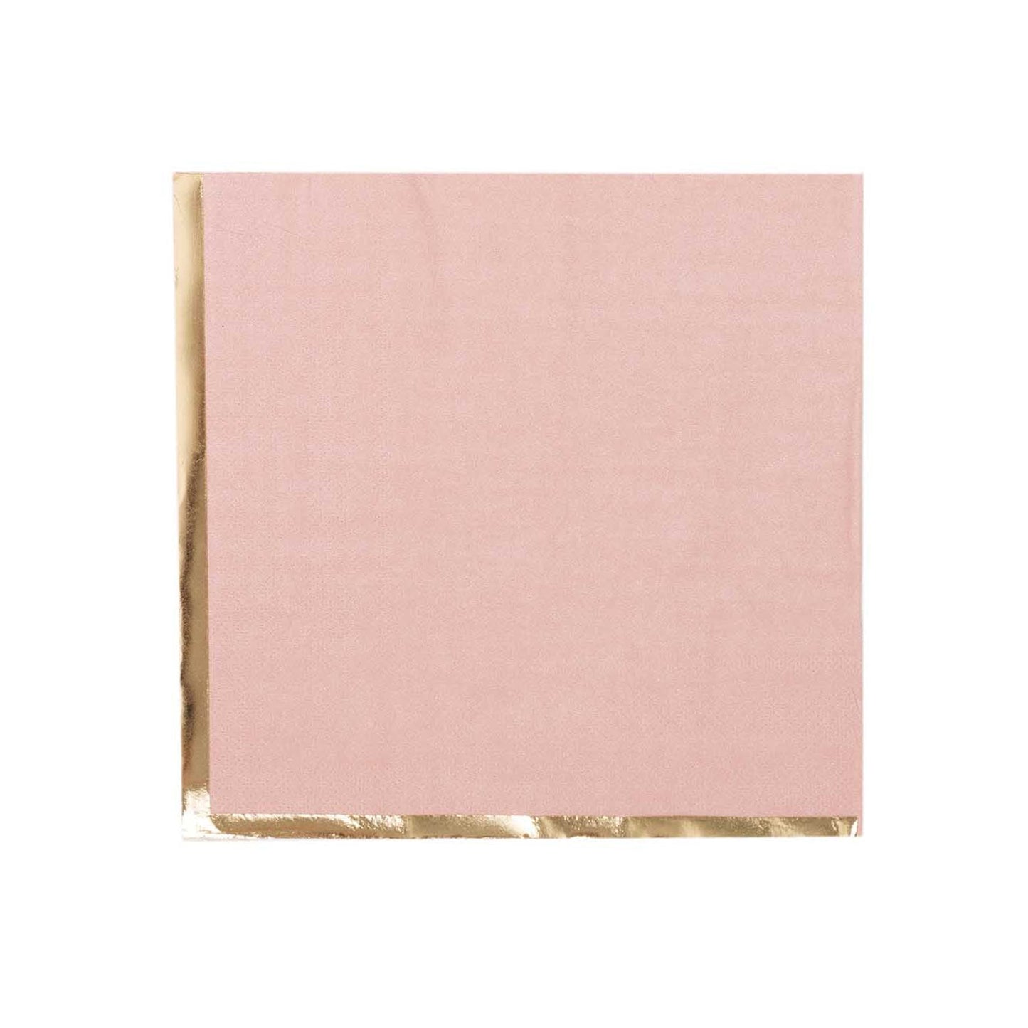 50 Pack Dusty Rose Soft 2 Ply Disposable Cocktail Napkins with Gold Foil Edge, Paper Beverage Napkins - 6.5"x6.5"