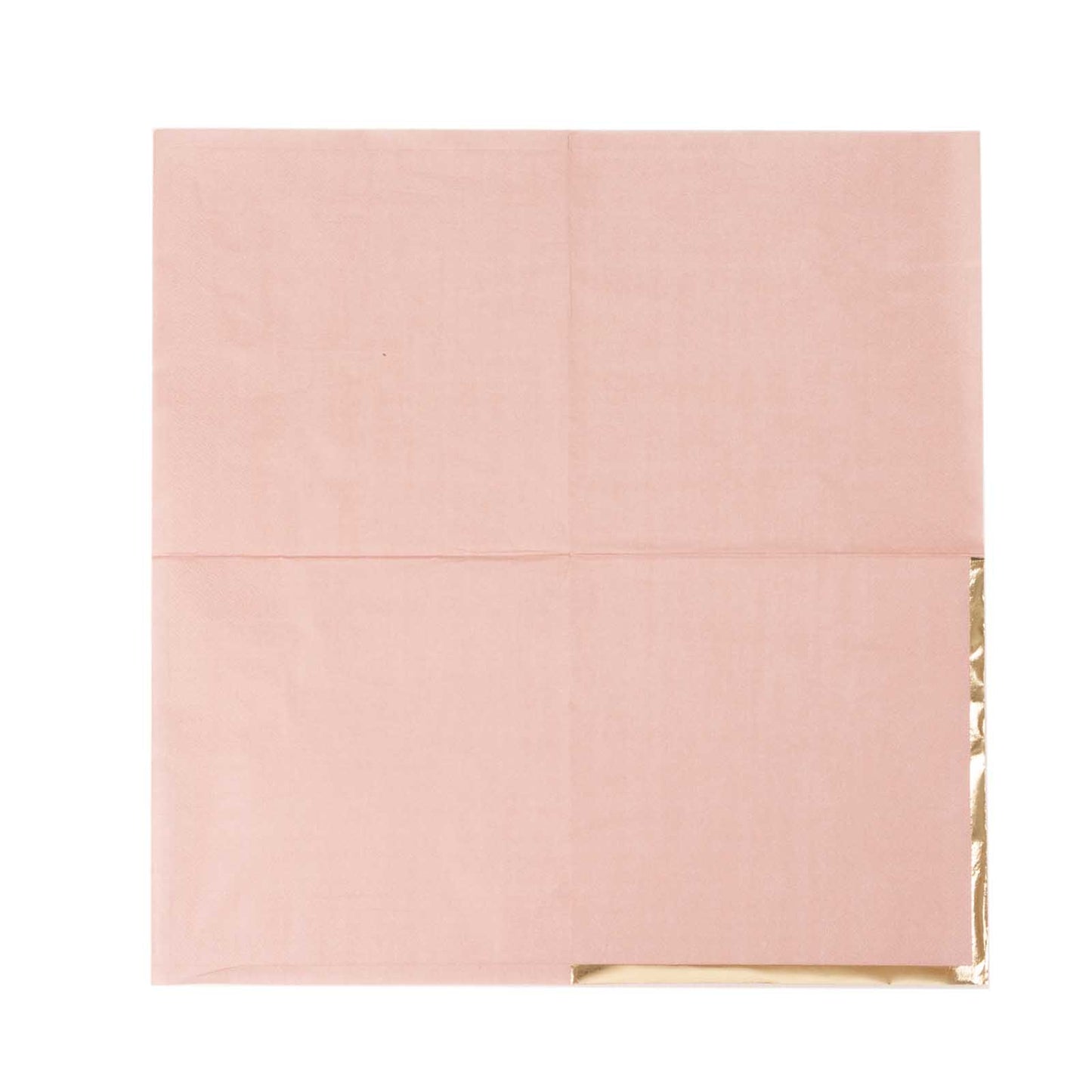 50 Pack Dusty Rose Soft 2 Ply Disposable Cocktail Napkins with Gold Foil Edge, Paper Beverage Napkins - 6.5"x6.5"